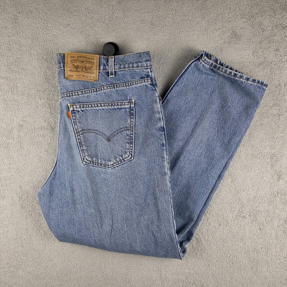 VTG 90s Levis 550 Relaxed Orange Tab Jeans Mens 38x30(36x30) Denim Made in USA